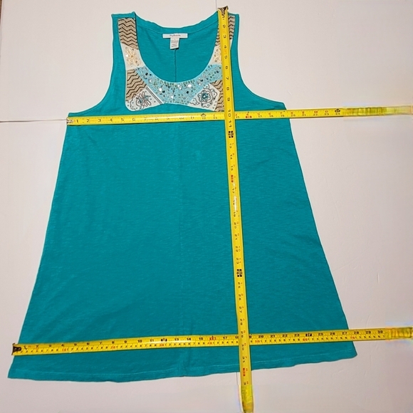 Style & co.  Beads, Sequins & Embroidered Turquoise Cotton Top (L) - Picture 9 of 9